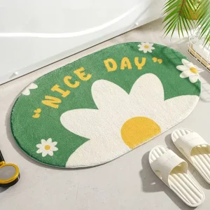 Small Fresh Oval Machine Made Floor Mats Soft Flowers Words Rugs Home Entrance Carpets Bedroom Toilet Bathroom Door Absorbent