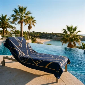 Small MOQ 100% Cotton Luxury Woven Printed Logo Custom Design Large Size Beach Towel