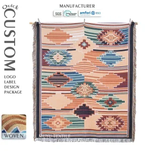 Small MOQ Boho Tapestry Blanket Portable Durable Home Decoration Jacquard Woven Blanket Personalized Customized Design