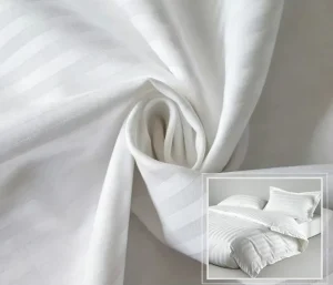 Small MOQ Source Factory Fast Lead Time No Markup Ex factory Price 100% Polyester 1cm Stripe Tear Resistant for Hotel Linen