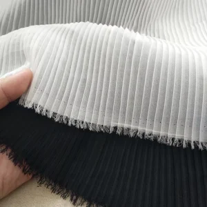 Small Wrinkle Resistant Beading Lace Chiffon Fabric Handmade DIY Clothing Pearl White Black Stocks Pleating Skirt Bag