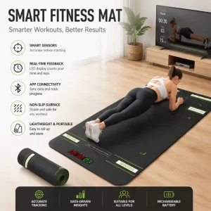 Smart Fitness Mat Automatic Rep Counter Electronic Workout Timer with Pressure Sensor for Core Strength Training