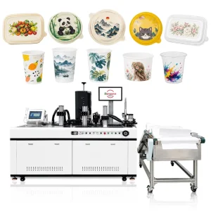 Smart Side Surface UV Inkjet Tube Printer Ethernet Disposable Ice Cream Cups Flexible Packaging High-Speed 20m/min Automatic