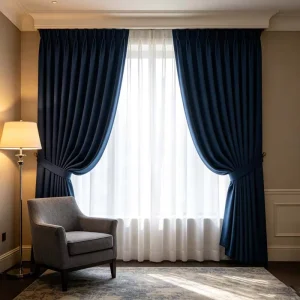 Smooth Blackout Grommet Curtains Eco friendly Custom Motorized Smart Remote Control Breathable Polyester Linen Modern Style