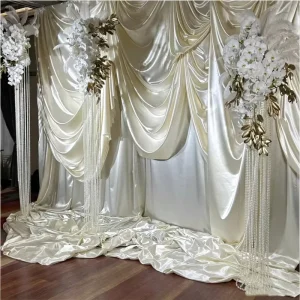 Smooth Shiny Ice Silk Satin Fabric Soft Silk Drape Cloth Wedding Birthday Party Festival Backdrop Curtain Fabric