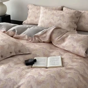 Smooth Skin-friendly 4pcs Bedding Set Washed Bed Cotton Bedding for Hotel