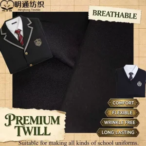 Smooth Stretch Twill Woven Viscose Polyester Fabric Plain Dyed for Business Pants