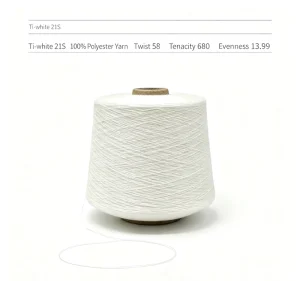 Sock Knitting Raw Material 21S Ti White 100% Polyester Yarn High Tenacity for Sewing