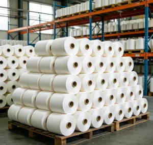 Sock Knitting Raw Material 21S Titanium White Polyester Yarn Stable Index