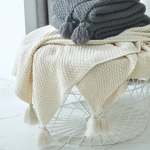 Sofa Bed Blanket Plain Solid Soft Warm Cozy Thick Custom Acrylic Throw Chunky Knitted Baby Blanket