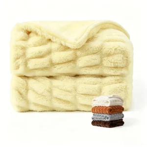 Sofa Bed Polyester Spandex Soft Knit Warm Soft Fluffy Rabbit Faux Fur Plush Throw Blanket