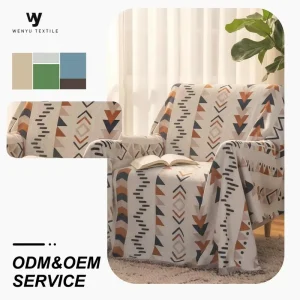 Sofa Cover Custom European American Boho Jacquard Tassel Polyester Cotton Throw Blanket for Combination Sofa Hotel