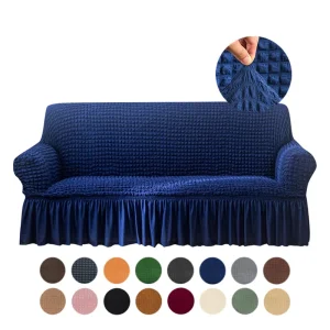 Sofa Cover Sets 3 2 1 1 Seater Elastic Sofa Cover Stretch Slipcover for Home Decor Universal Blue Seersucker Sofa Cover