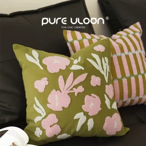 Sofa Cushion Cover Tufted Embroidered Colorful Floral Pattern Throw Pillow Case Living Room Home Decor