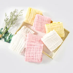 Soft 100% Cotton Muslin Burp Towel Breathable Antibacterial Face Towels Gauze Washcloths for Newborn
