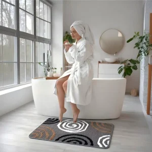 Soft Absorbent Anti Slip Bath Tub Mat Set 80x60cm Creative Home Design Strip Quick Drying Bathroom Floor Mat