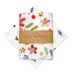 Soft Absorbent Linen Tea Towel with Custom Digital Printing Cartoon Pattern Eco-Friendly for Kitchen Use