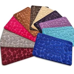Soft Absorbent Memory Foam Shower Mats Pebble Design Anti Slip Bath Mat for Bathroom Bedroom Living Room