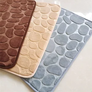 Soft Absorbent Memory Foam Shower Mats Pebble Design Anti Slip Bath Mat for Bathroom Bedroom Living Room