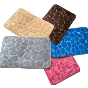 Soft Absorbent Quick Dry Shower Floor Mats Non Slip Bath Rug Stone Bathroom Floor Foot Mat