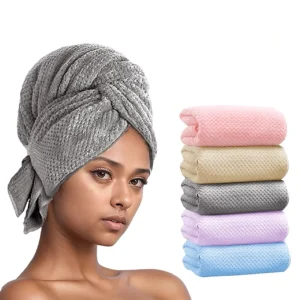 Soft Anti Frizz Turbans Large Microfiber Hair Drying Towel Wrap for Women Highly Absorbent and Quick Dry Woven Technique