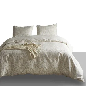 Soft Beige Floral Bedding Set 3 Piece Delicate Flower Print Duvet Cover Set Durable Bed Linens for Bedroom Resort