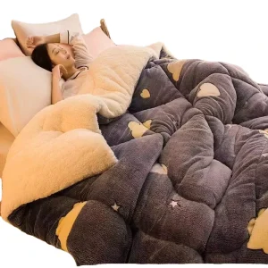 Soft Blanket Thickened Winter Warm Flannel Quilt Cozy Printed Bed Cover for Dormitory Home Hotel