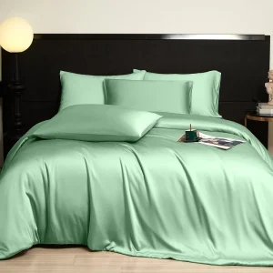 Soft Breathable 100% Bamboo Woven 300tc All-Season Plain Dyed Grade 4-Piece King Size Duvet Cover Set Simple Style OEKO-TEX