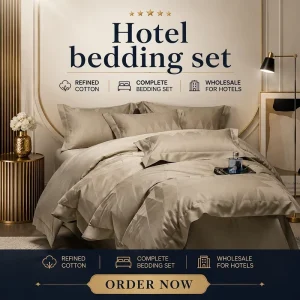 Soft Breathable Gentleman Brown Cotton 4 Piece Bed Set 50S Two Ply Yarn Dyed Jacquard Sateen Duvet Cover Fitted Sheet Classic