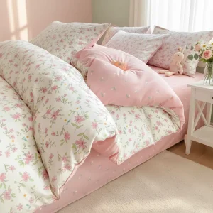 Soft Breathable Oil Painting Flowers Microfiber Fitted Sheet Set 100% Polyester Garden Flower Bedding Set for All Season