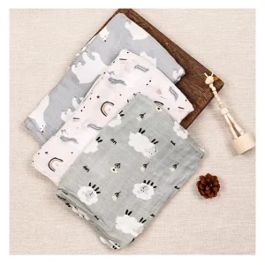 Soft Breathable Organic Bamboo Cotton Baby Swaddle Wrap Newborn Receiving Blanket Baby Muslin Swaddle Blanket