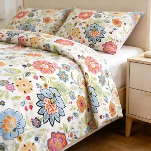 Soft Breathable Vintage Floral 100% Cotton 200TC Retro Printed Queen Size All Season Duvet Cover Sets with Pillow Shams