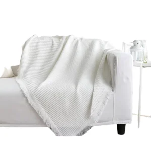 Soft Breathable Waffle Knit Throw Blanket Textured Cozy Sofa & Bed Cover Lightweight All Season Home Decor Comfort