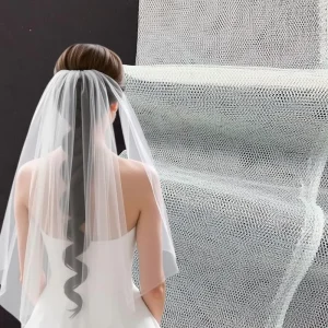 Soft Bridal Tulle White Polyester Hexagonal Mesh Fabric for Wedding Veils Ball Gowns Tutus and Festival Decorations