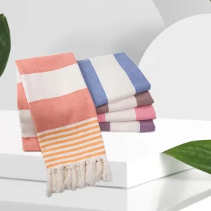 Soft Bright Striped Tassel Multicolor 100% Cotton Bath Towel Fouta Beach Towel Turkish Towel