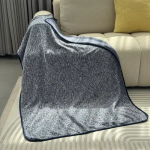 Soft Cationic Double Sided Two Tone Knit Throw Blanket with Custom Logo for Sofa Bed Cover and Home Textiles