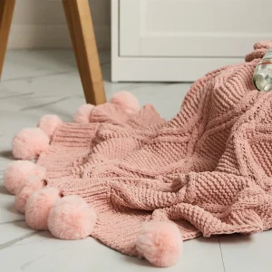 Soft Chenille Yarn Cable Knit Tassel Blanket for Home Decorative Office Break Knitted Throw Blanket Modern