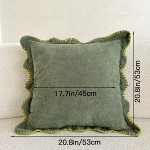 Soft Cloud Fluff Linen Woven Decorative Throw Pillow Cover Ruffle Wave Edge Square Bohemian Style Home Decor