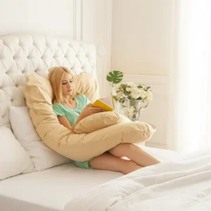 Soft Comfortable Quilted U Shape Body Maternity Pregnancy Travel Pillow Velvet Removable Washable