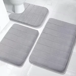 Soft Comfortable Water Absorption Non Slip Thick Memory Foam Bath Mat Set Bathroom Rugs for 3 Pieces