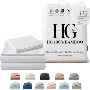 Soft Cooling 4 Pcs Bedding Set with Deep Pockets Bamboo Bed Sheet Set 100% Bamboo for Home Hotel