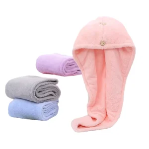 Soft Coral Fleece Hair Towel Fast Drying Wrap for Women