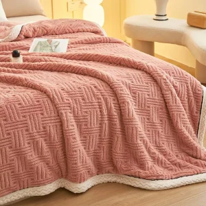Soft Coral Fleece Throw Bed Blanket Thick Warm Printed Knitted Blanket