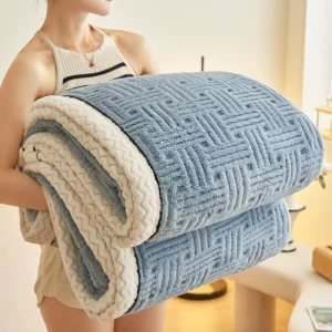 Soft Coral Fleece Throw Bed Blanket Thick Warm Printed Knitted Blanket