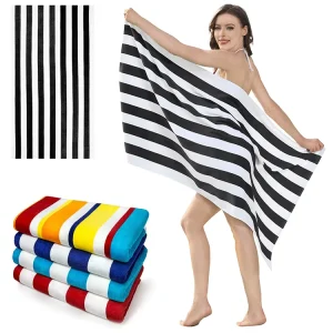 Soft Cotton Beach Towels Striped Towel Absorbent Quick Drying Jacquard Beach Towels
