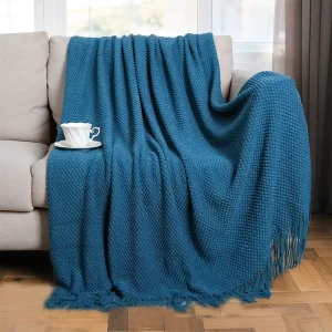 Soft Cozy 100% Acrylic Skin Friendly Knitted Throw Blanket Customizable for Couch Sofa Bed