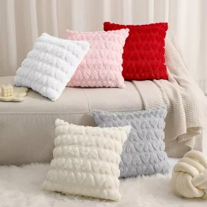 Soft Cozy Valentine’s Day Plush Love Throw Pillow Cover Wedding Decorative Faux Fur Cushion Cover