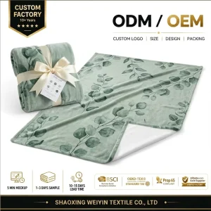 Soft Custom Print Sublimation Flannel Plush Fleece Throw Blanket with Floral Plant Character Patterns for Four Seasons Use