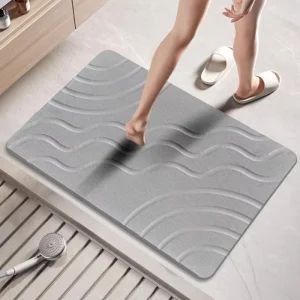 Soft Diatomite Bath Mat Machine Washable Rubber Backed Bathroom Rug for Tub Quick Dry