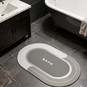 Soft Diatomite Bath Mat with Super Absorbent Core for Non Slip Bathroom Flooring